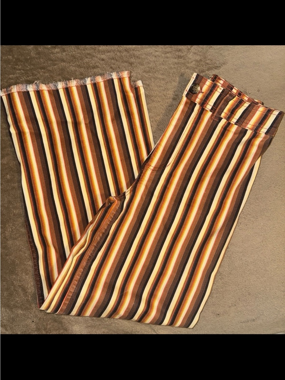 Billabong Striped Ankle Pants in Brown, Orange, Cream